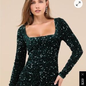 Elegant Green Sequin Dress
